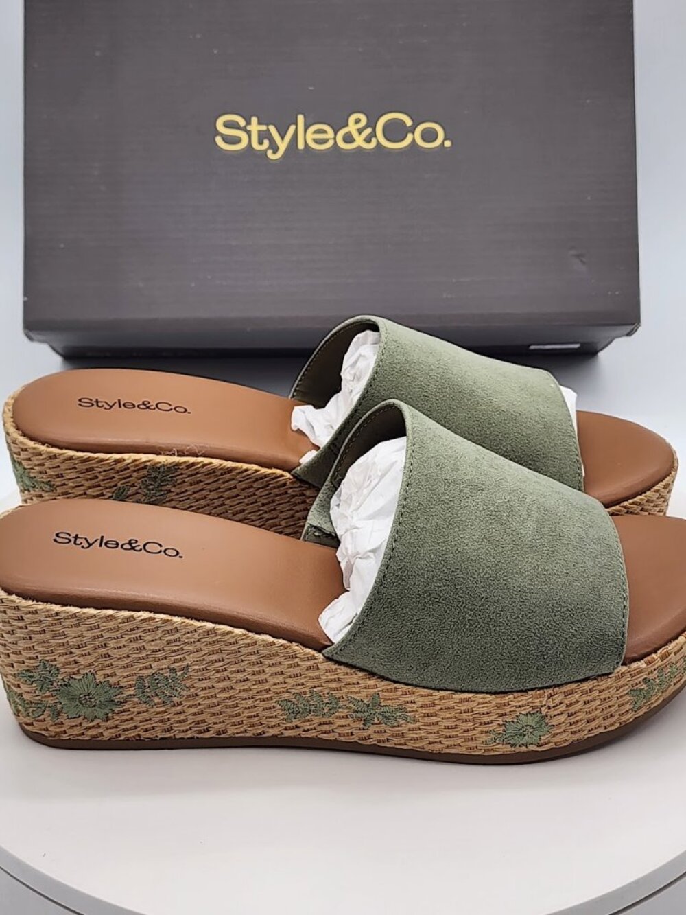 Style & Co Sage Embroidered Espadrille Wedge Sandals Size 8 M - Picture 2 of 8